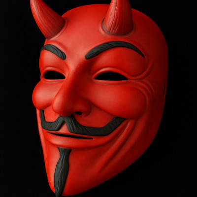 Guy Fawkes with Devil Horns! Anonymous Cosplay Halloween Mask V For Vendetta