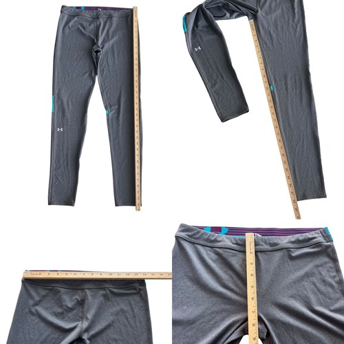Under Armour Girl’s L Gray Teal Mesh Elastic Waistband Athletic Leggings 1263871 - Picture 5 of 16