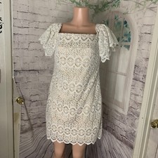Eliza J Women's Dress Size 12 Large Lace Beige Ivory Crochet