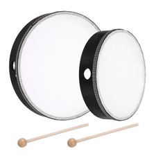 2 Pcs Hand Drum 10 Inch  8 Inch Wood Frame Drum with Drum Stick Black 