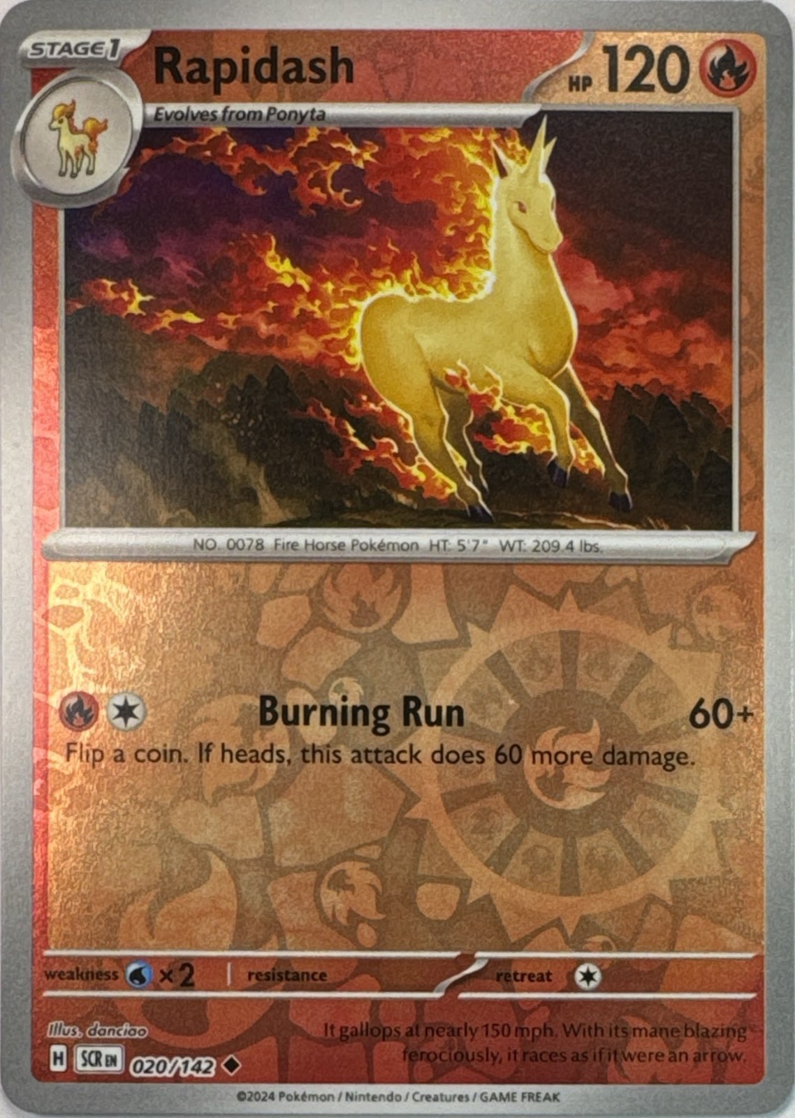 Rapidash 20/142 REVERSE HOLO Uncommon Stellar Crown Pokemon Near Mint