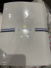 165 Matouk India 1pc F/Q Flat Sheet Essex 350TC Percale Navy 9 SOLD