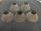 Lot (5) Antique Vintage Filigree Pierced Cut Metal Candle Boudior Lamp Shades