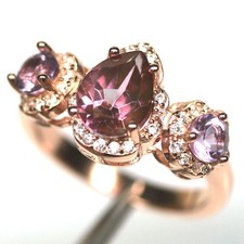 925 Sterling Silver Azotic Pink Topaz, Amethyst  Cubic Zirconia Ring Size 5.75