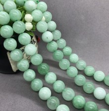 5 Strand Natural 6mm Green Burmese Jade Round Loose Beads 15in