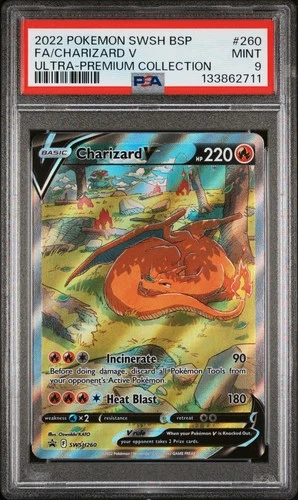 2022 POKEMON SWSH BLACK STAR PROMO #260 FULL ART/CHARIZARD V PSA 9