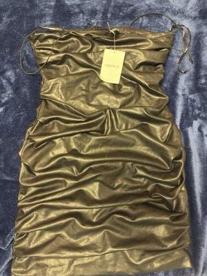 Forever 21 Women s Black, Leather Strapless, Body Short Dress, Size S