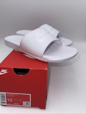 AUTHENTIC NIKE WOMEN'S BENASSI JDI ALL WHITE FLIP FLOPS 343881-115 SIZE: 8