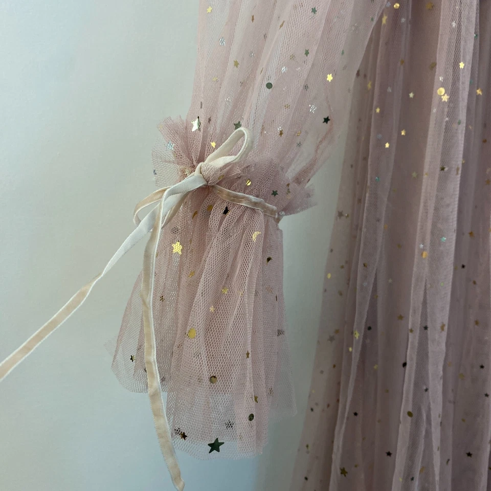 Pulôver feminino pequeno vestido de tule manga longa semi transparente mini glitter estrela mudança - Imagem 4 de 4