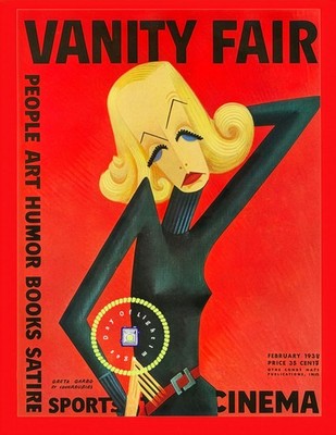 8.5 x 11 Image February 1932 Vanity Fair Cover, Greta Garbo - Stunning Red Color