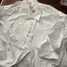Brooks Brothers 17 1/2 x 6 lot of 2 white cotton tuxedo shirt spread collar