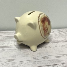 80s Ceramic Small Piggy Bank Sleeping Baby A Little Bit of Heaven Enesco Japan