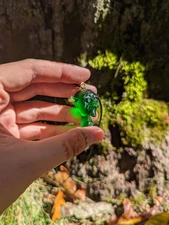 Resin Crystal Goblin Necklace Spooky Necklace Goblin Jewelry Green Resin J