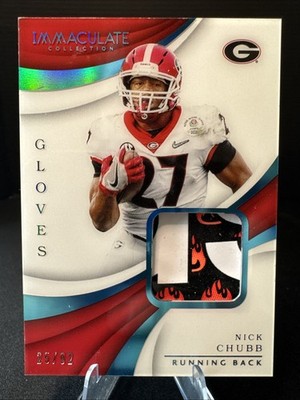 2018 Immaculate Collegiate - Nick Chubb Gloves Relic /92 #21 - Georgia Bulldogs