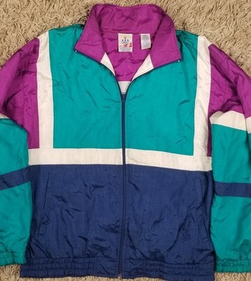 Vintage 90s USA Olympics JC Penney ColorBlock Windbreaker Jacket USA MADE Sz L