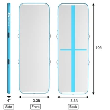 Goplus 10FT Air Track Inflatable Gymnastics Tumbling Mat Pad w/ Pump & Bag Blue