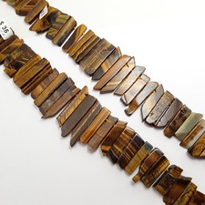 Yellow Tiger Eye Graduated Slice Stick Points Beads Approx 26-55mm 15.5" Strand