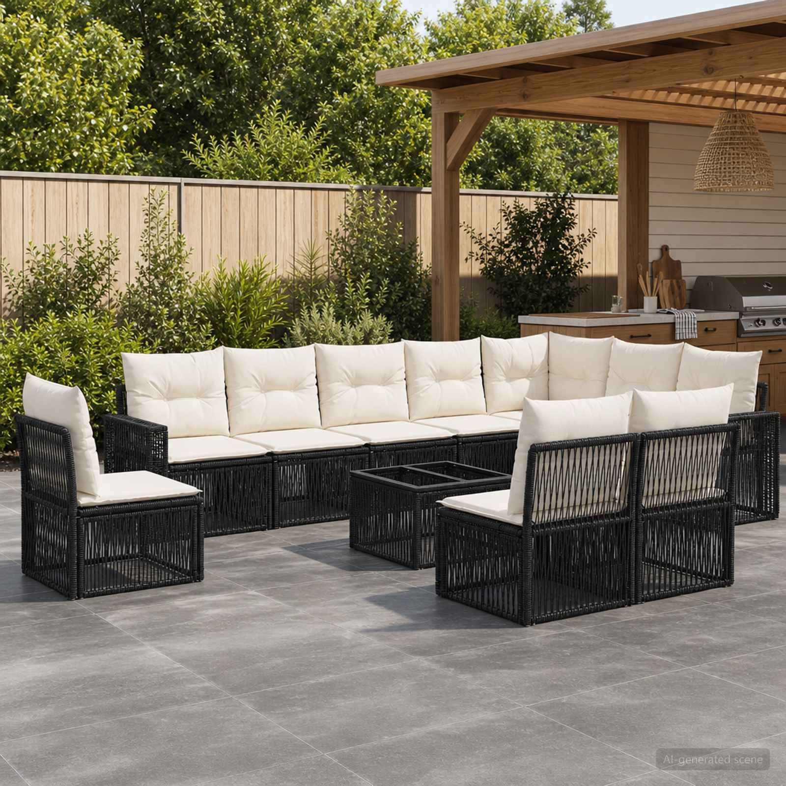 Set Divano da Giardino polyrattan giardino Lounge Esterno Patio Cuscino vidaXL