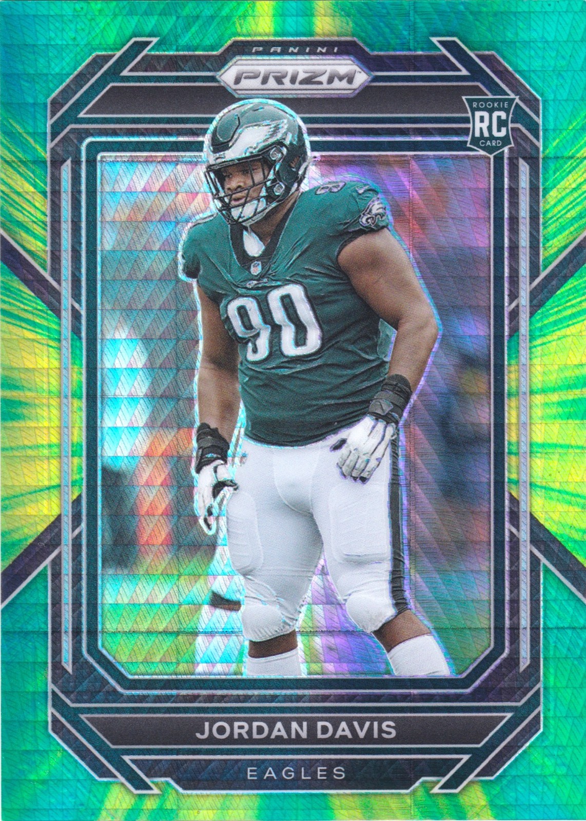 2022 Panini Prizm Jordan Davis #371 Rookie Green & Yellow Hyper SP Parallel /175