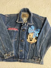 Vintage Disney Girls Handmade Embroidered Painted Minnie Mouse Denim Jacket M