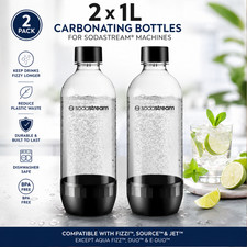 Sodastream 1L Classic DWS Carbonating Bottle Black Pack of 2