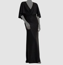 Lauren Ralph Lauren Women's Black Twist Front Flutter Sleeve Gown Dress Size 6