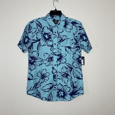 O'Neill Lakeside Button Up Shirt Mens S Floral Hawaiian Aqua Blue Standard Fit