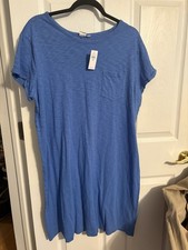 Gap Women's Short Sleeves Shirt Dress Blue Cotton XXL NWT