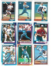 Lot of 9 - Montreal Expos Baseball Trading Cards - Topps 1990-1992
