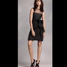 Vera Wang Black Mesh Sleeveless Bow Mini Dress Formal Party Goth Prom Size 4