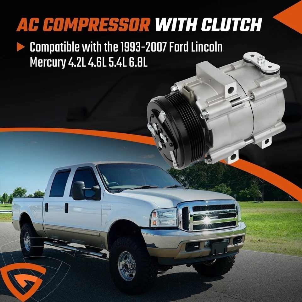 A/C AC Compressor Fit for Ford F-150 F-250 F-350 F-450 1997-2004 4.2L 4.6L/5.4L - Image 2 of 4