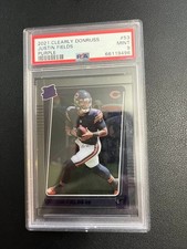 2021 Clearly Donruss Purple Justin Fields #53 PSA 9 Rated Rookie RC Jets Bears