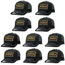 States of  MEXICO Hat Straw Cap Mesh Trucker Snapback Western Style Baseball Cap
