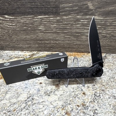 Bear & Son Black Carbon Fiber Sprint Run Lawman Pocketknife , #57 of #250 made