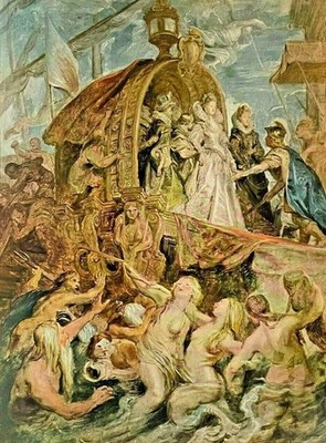 1954 Tipped In Art Print ''The Landing Of Marie De Medicis'' By Peter Paul Rubens 