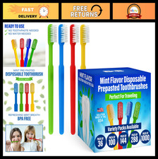 36 Prepasted Disposable Toothbrushes  Travel Toothbrush Set  Soft Bristle, Ind