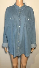 Mutual Weave Men's Shirt Size XXL Chambray Long Sleeve Button Down Cotton Blend