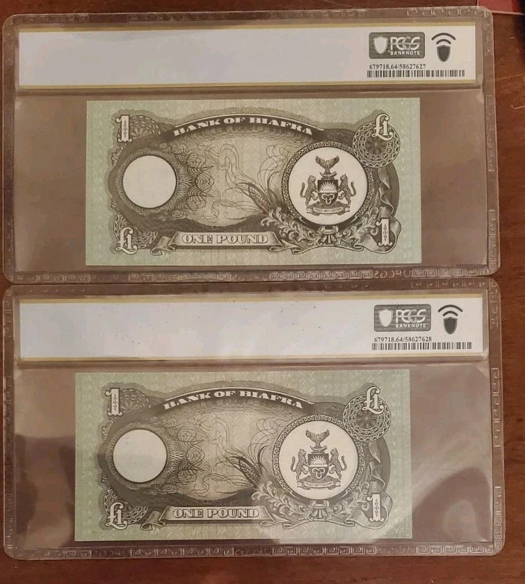 Biafra Currency - Extremely Rare 1 Pound Notes 64 PPQ PCGS - Image 2 of 3