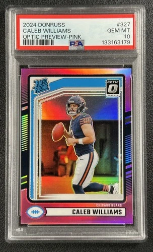 CALEB WILLIAMS PSA 10 2024 PANINI DONRUSS OPTIC #327 ROOKIE PREVIEW PINK RC 3179