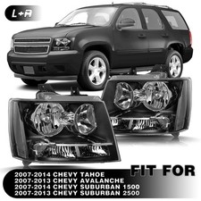 Halogen Headlights Black For 2007-2014 Chevy Avalanchesuburbantahoe Lh Rh Halogen Headlights Black For 2007-2014 Chevy Avalanchesuburbantahoe Lh Rh