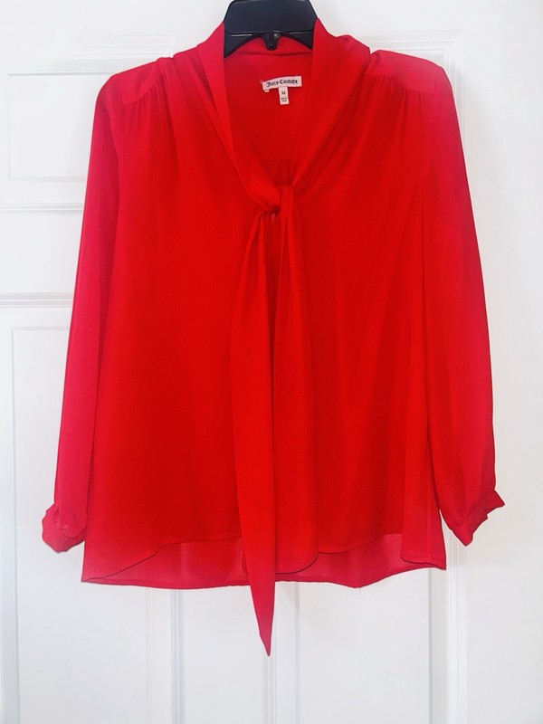 Juicy Couture long-sleeve blouse with a pussybow tie neck XS Long Sleeve Career