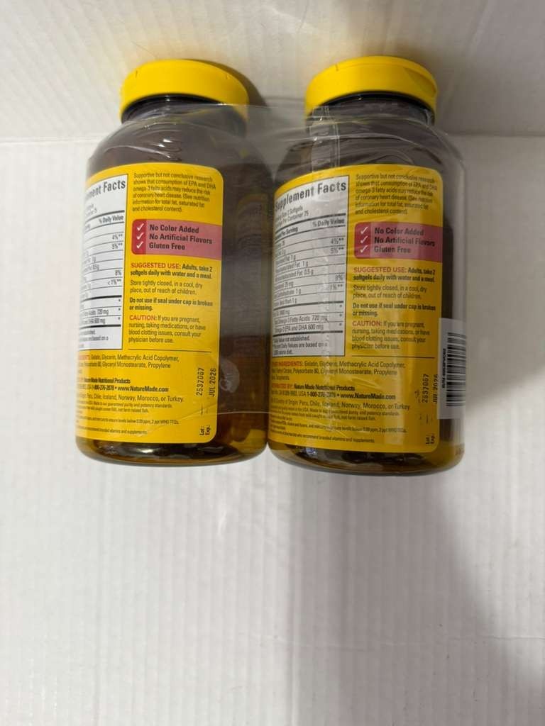 Nature Made Fish Oil 1200 mg (360 mg OMEGA-3) 150Liquid Softgels pack of 2 07/26