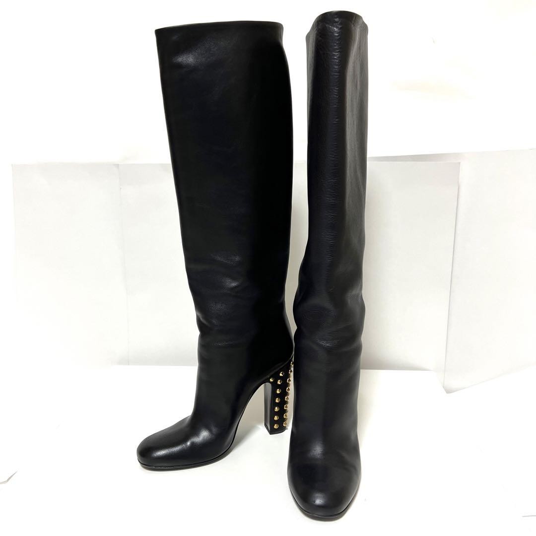 GUCCI Boots Heel Long Leather Black EU37/US7 107378c thumbnail 21