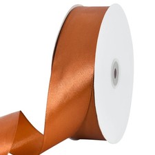 100 Yards Copper Brown Wide Satin Ribbon 1-1/2 Inch Solid Fabric Gift Wrap Roll