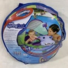 SwimWays Inflatable Baby Spring Pool Float Animal Friends Huggable Hippo Canopy