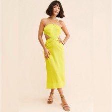 Farm Rio ‘Monstera’ Linen Blend Midi Dress Size Small