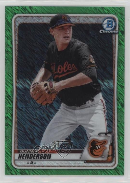 2020 Bowman Chrome Prospects Green Shimmer Refractor 37/99 Gunnar Henderson 4d3