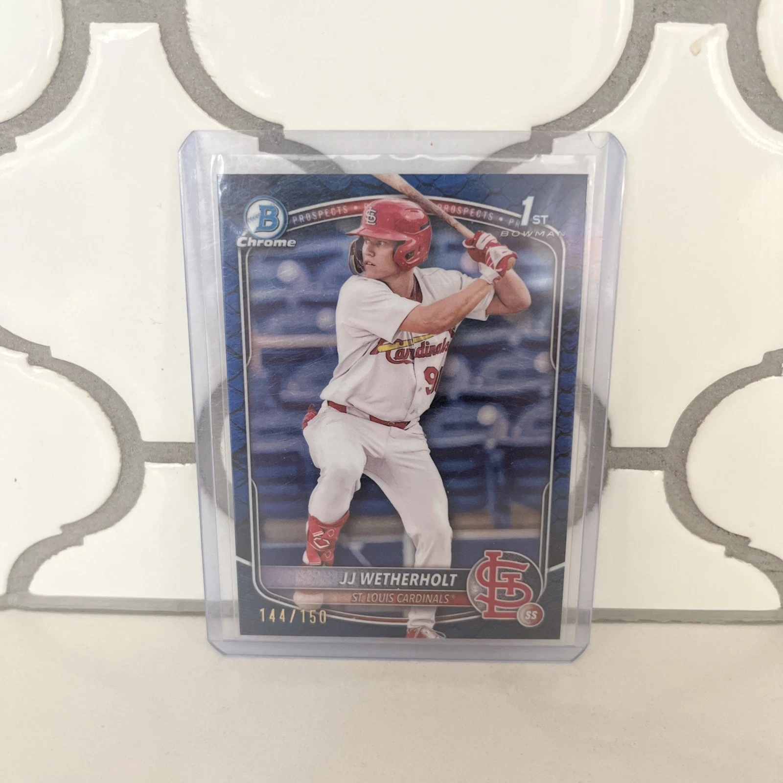 2025 Bowman JJ Wetherholt Blue Reptillian 1st Bowman Chrome /150 Cardinals
