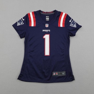 Cam Newton JErsey Womens Small Blue New England Patriots Nike On NFL Football #1