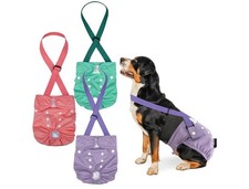 Pet Soft Dog Diapers Female with Suspenders, 3 Pack Reusable Size Medium 14"-19"